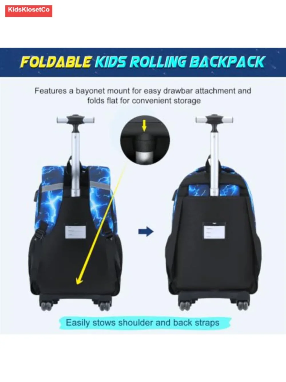 Boys Rolling Backpack with Wheels, Gamer 4-Piece Set Lunch Bag Pencil Case,